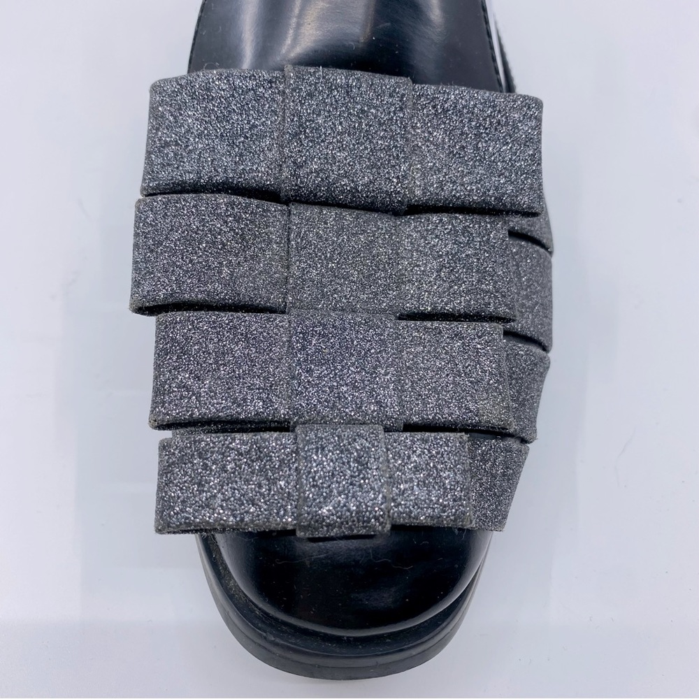 Jeffrey Campbell x Anthropologie Beauvil Glitter Bow Loafers Color Black 7 - Picture 6 of 11